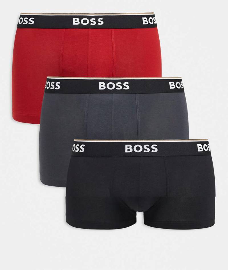 BOSS Bodywear - Power - 3er Pack Unterhosen in Schwarz, Grau und Rot-Bunt von Hugo Red