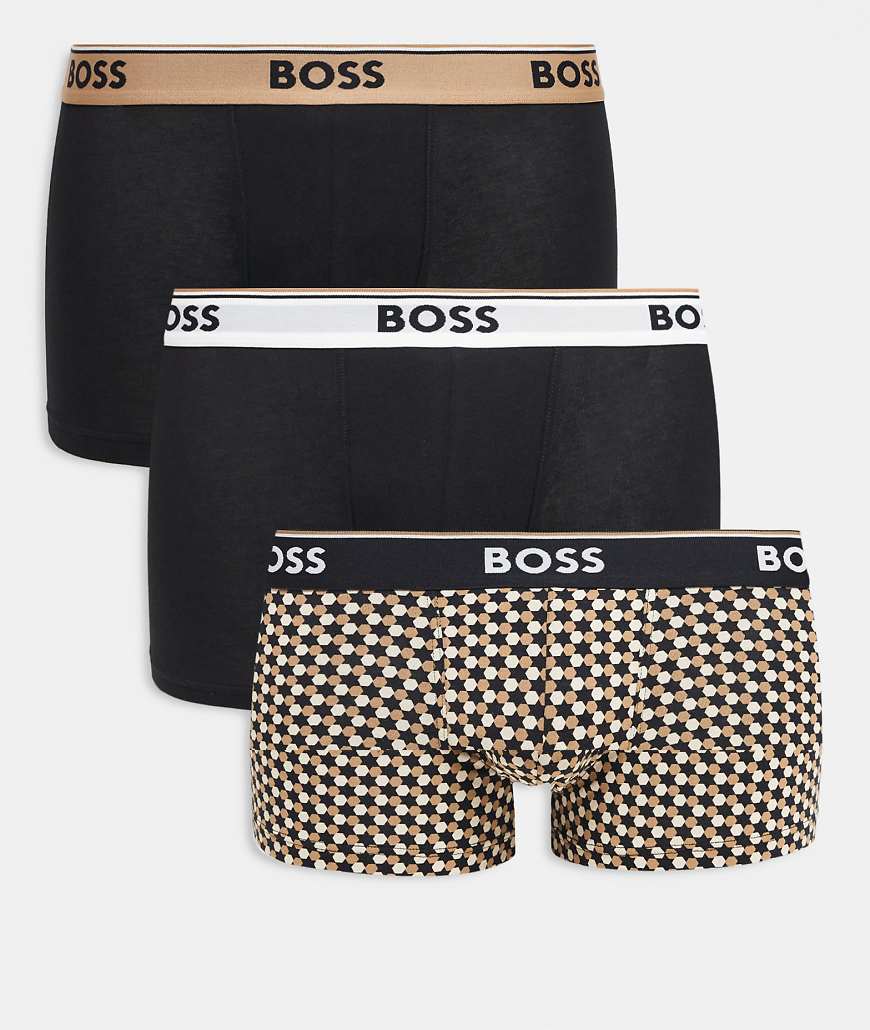 BOSS Bodywear - Power - 3er-Pack Unterhosen in Schwarz und Hellbraun-Bunt von Hugo Red