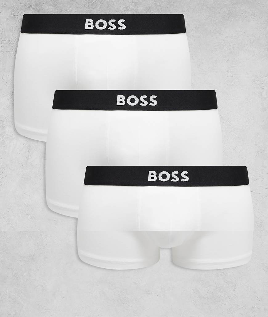 BOSS One - Bodywear - 3er-Pack Trunk-Unterhosen in Weiß mit Logo-Symbol auf der Vorderseite von Hugo Red