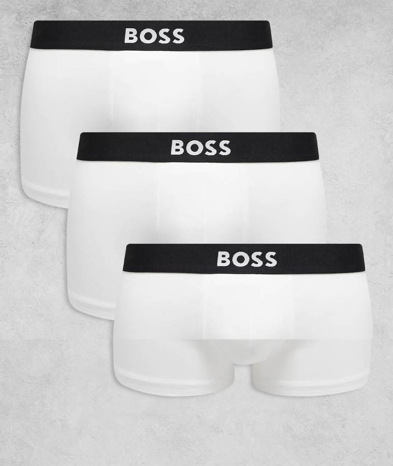 BOSS One - Bodywear - 3er-Pack Trunk-Unterhosen in Weiß mit Logo-Symbol auf der Vorderseite von Hugo Red