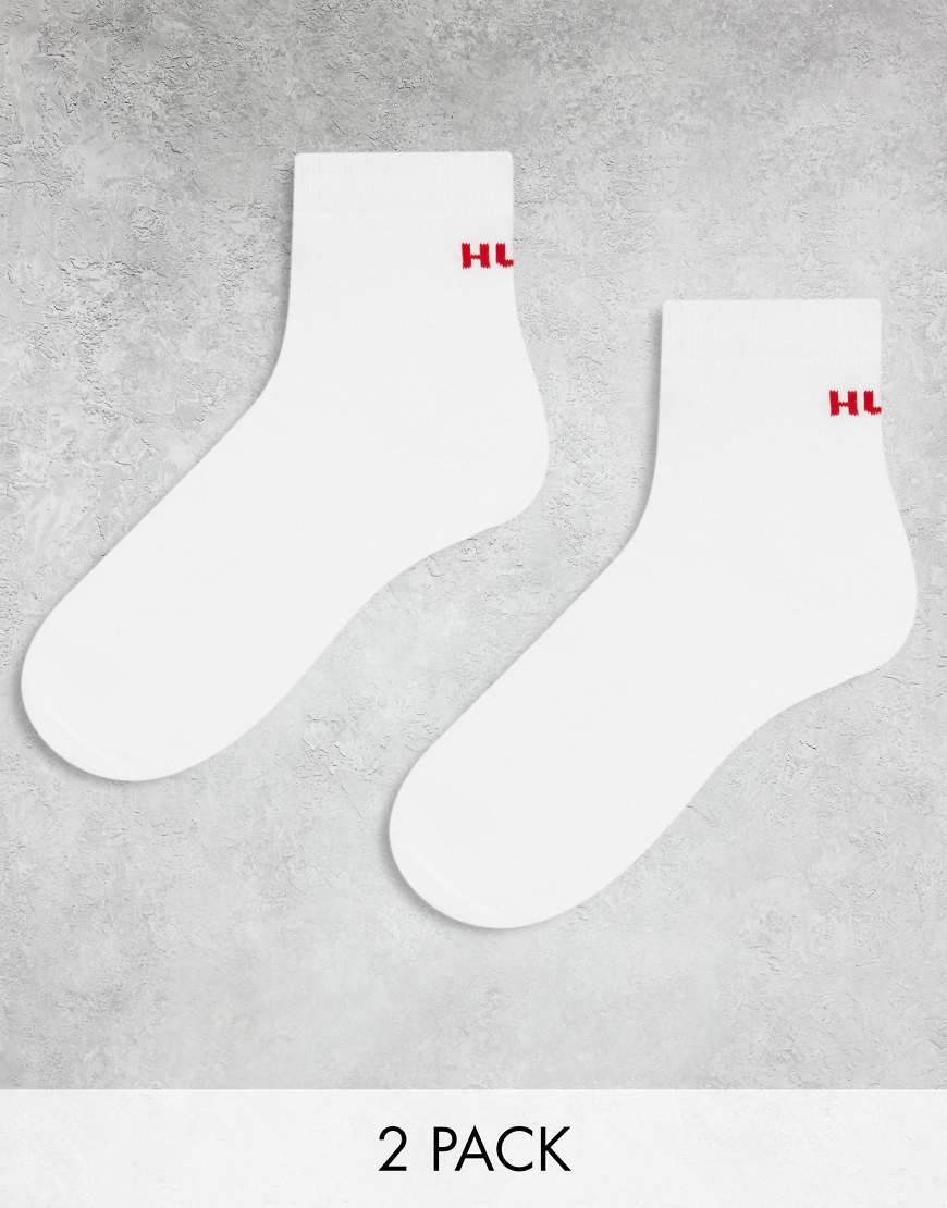 HUGO - Bodywear - 2er-Pack knöchelhohe Socken in Weiß mit rotem Logo HUGO - Bodywear - 2er-Pack knöchelhohe Socken in Weiß mit rotem Logo von Hugo Red