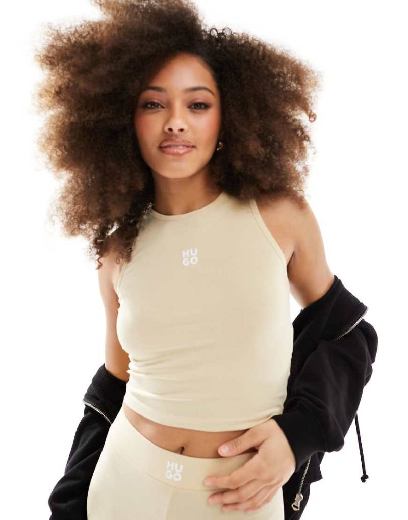 HUGO Bodywear - Suki - Tanktop in Beige mit Logo-Neutral von Hugo Red