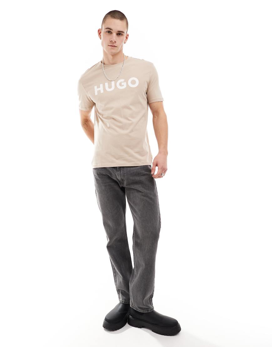HUGO - Dulivio - Locker geschnittenes Unisex-T-Shirt in Beige-Neutral von Hugo Red
