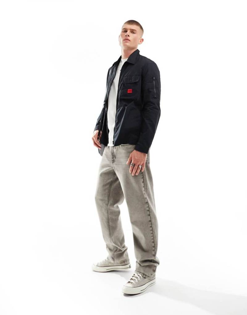 HUGO - Emmond - Hemdjacke in Schwarz mit Reißverschluss von Hugo Red