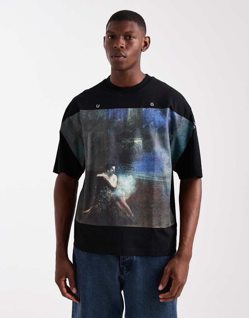 HUGO RED - Dabilo - Oversize-T-Shirt in Schwarz mit Front- und Rückenprint von Hugo Red