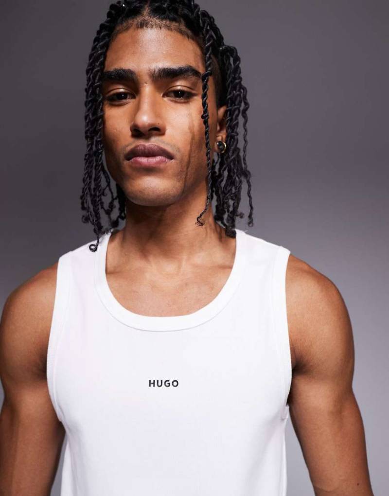 HUGO RED - Dapota - Slim-Fit-Trägertop in Weiß mit mittigem Logo von Hugo Red