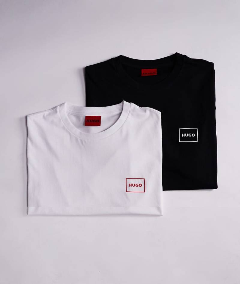 HUGO RED - Dugopak - T-Shirts in Weiß/Schwarz mit Logo, 2-er Pack-Bunt von Hugo Red