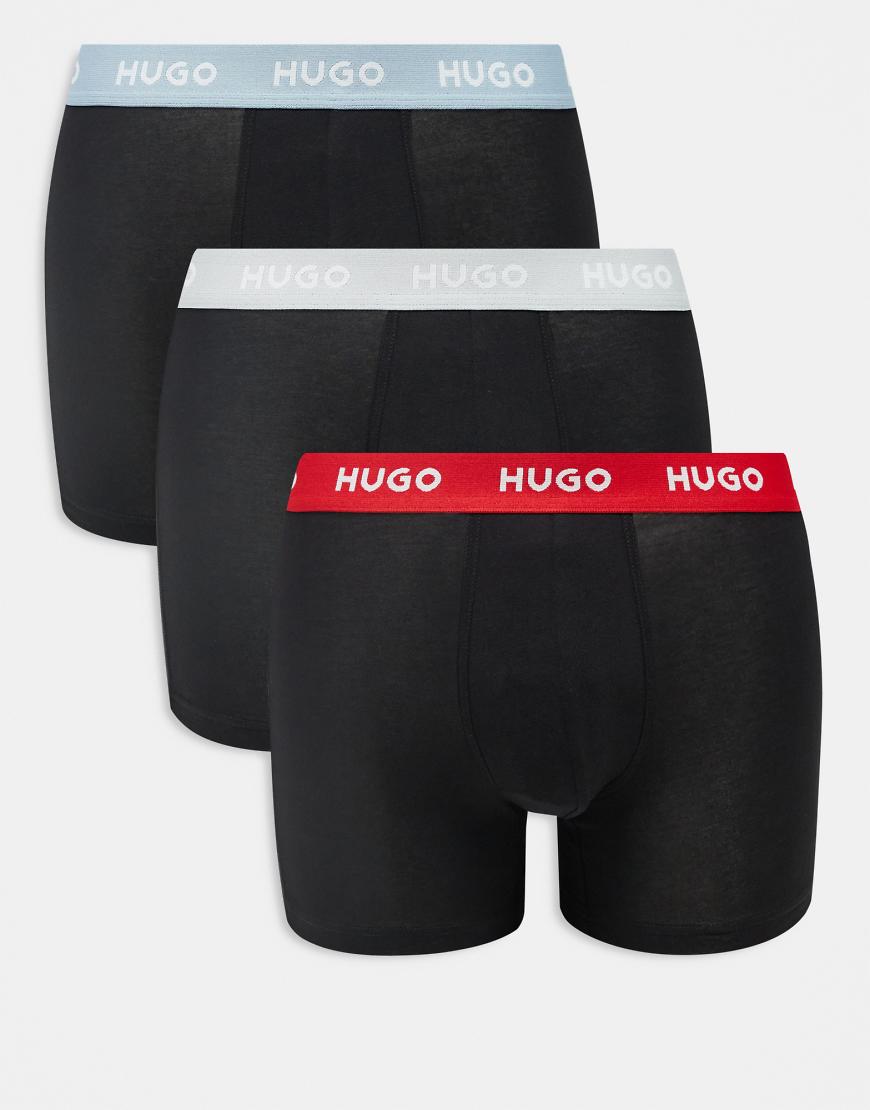 HUGO Red - 3er-Pack Boxershorts in Schwarz mit farblich abgesetztem Logobund von Hugo Red