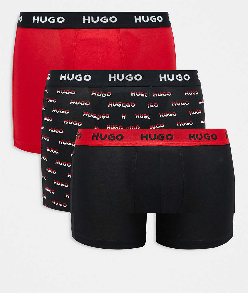 HUGO Red - 3er-Pack Boxershorts in Schwarz und Rot-Bunt HUGO Red - 3er-Pack Boxershorts in Schwarz und Rot-Bunt von Hugo Red