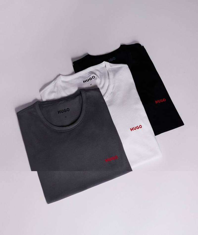 HUGO Red - 3er-Pack Lounge-T-Shirts in Weiß/Grau/Schwarz mit Logo-Bunt von Hugo Red