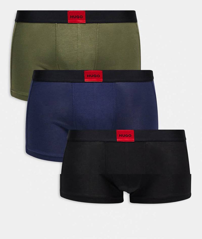 HUGO Red - 3er-Pack Unterhosen in Grün/Marineblau/Schwarz mit Galaxy-Logoaufnäher-Bunt von Hugo Red