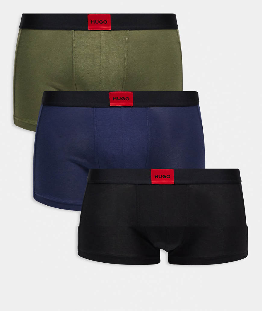 HUGO Red - 3er-Pack Unterhosen in Grün/Marineblau/Schwarz mit Galaxy-Logoaufnäher-Bunt von Hugo Red