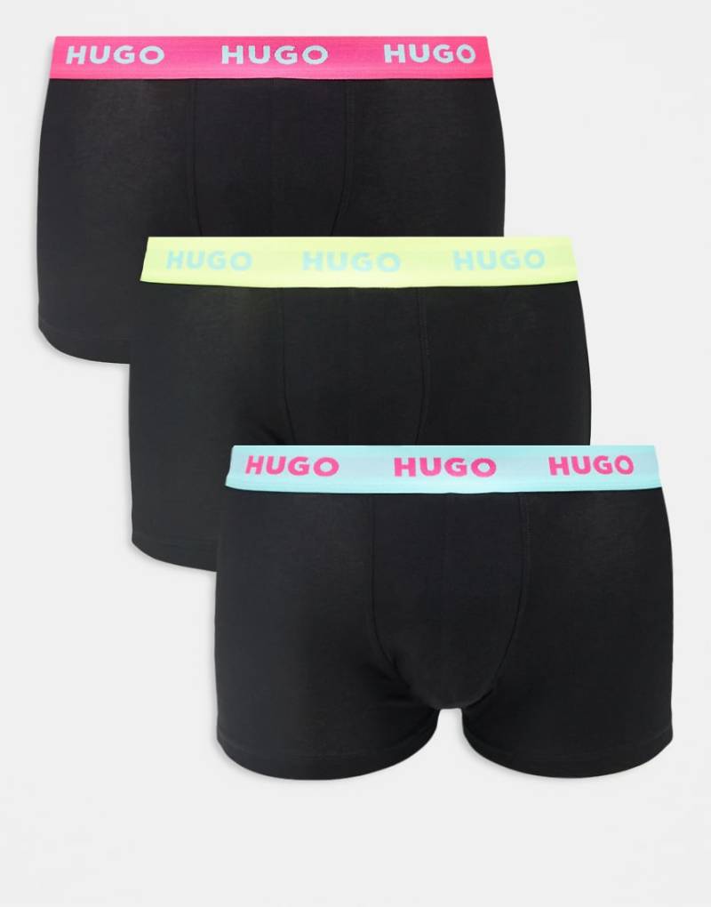 HUGO Red - 3er-Pack Unterhosen in Schwarz mit Logobund in Neonfarben von Hugo Red
