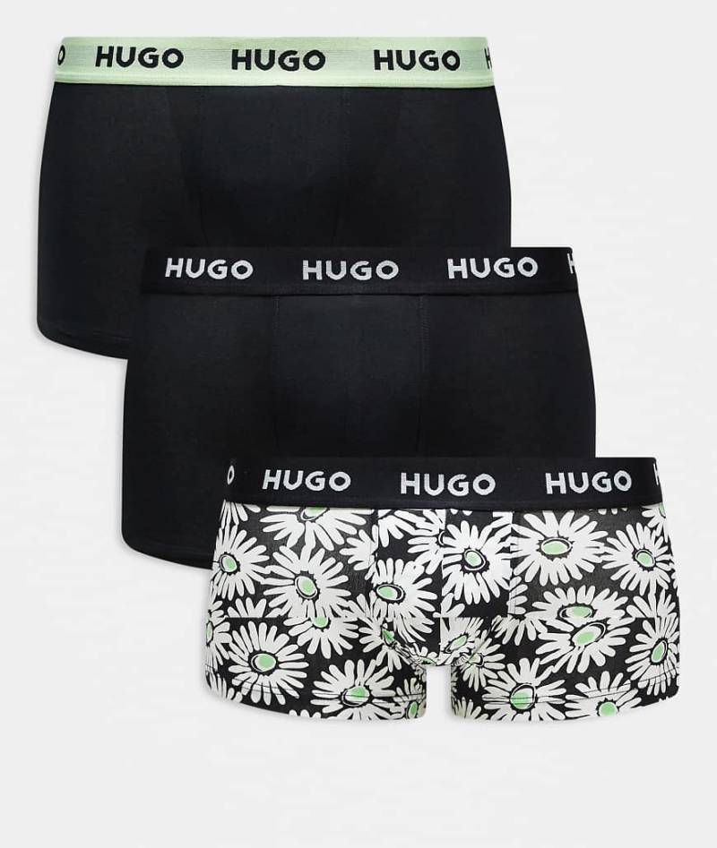 HUGO Red - 3er-Pack Unterhosen in verschiedenen Farben mit Logobund und einfarbigem Design sowie mit Gänseblümchenmuster-Bunt von Hugo Red