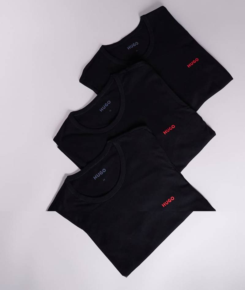 HUGO Red - 3er-Pack langärmlige Lounge-Shirts in Schwarz mit Logo von Hugo Red