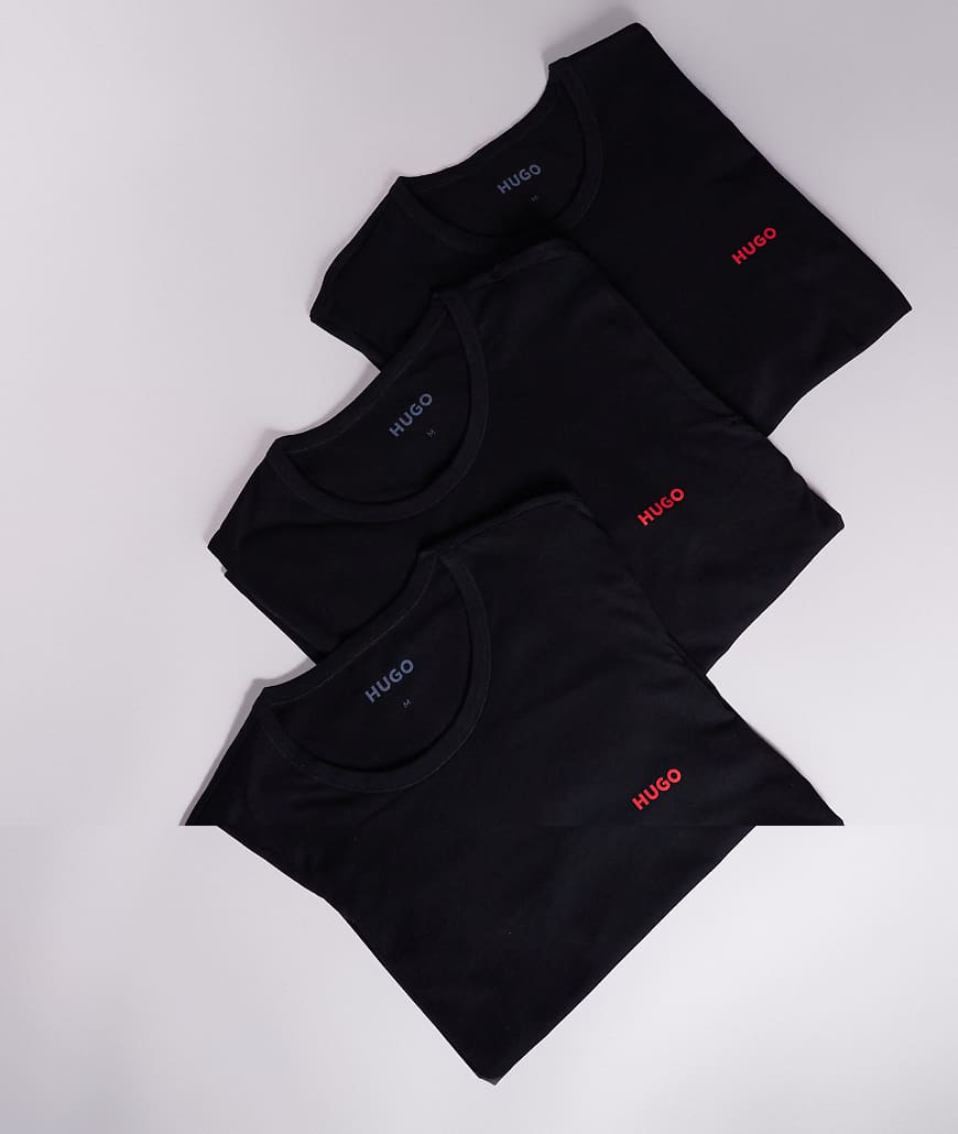 HUGO Red - 3er-Pack langärmlige Lounge-Shirts in Schwarz mit Logo von Hugo Red