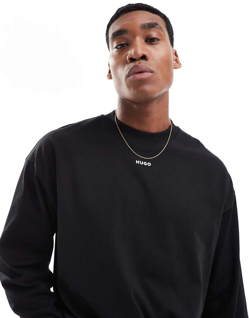 HUGO Red - Daposo - Langärmliges T-Shirt in Schwarz von Hugo Red