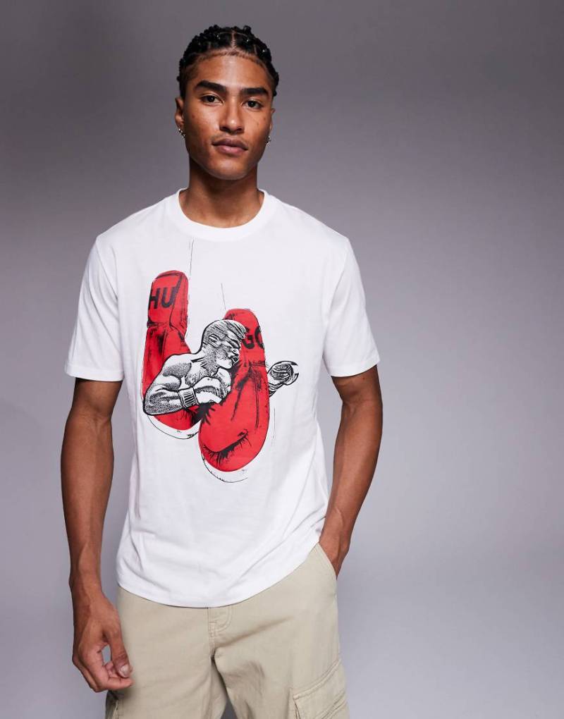 HUGO Red - Diboxer - T-Shirt in Weiß mit Motivprint von Hugo Red