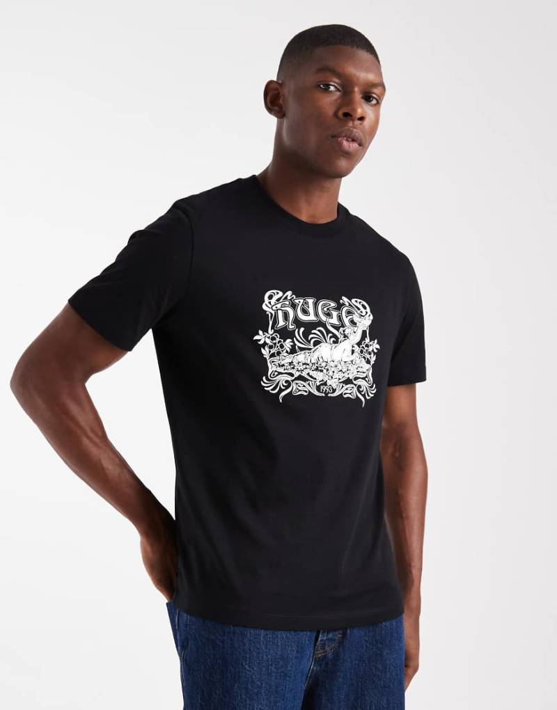 HUGO Red - Diwom - T-Shirt in Schwarz mit Logoprint von Hugo Red