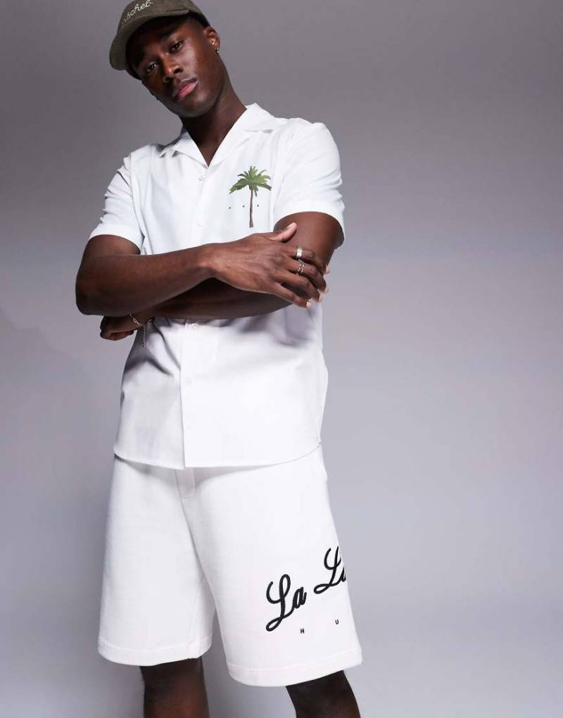 HUGO Red - Duold - Lässig geschnittene Sweatshorts in Wollweiß, Kombiteil von Hugo Red