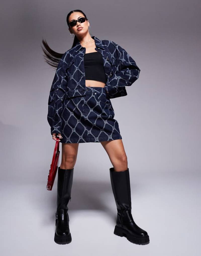 HUGO Red - Gebisi - Jeansrock in Dunkelblau mit Print, Kombiteil von Hugo Red