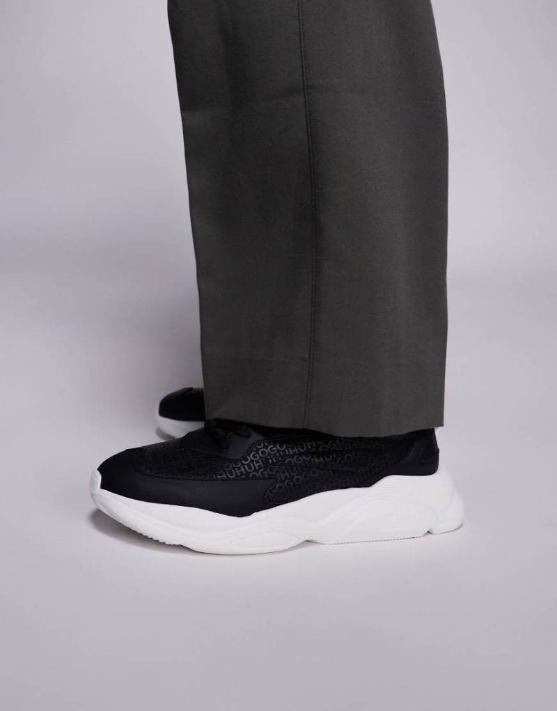 HUGO Red - Leon - Lauf-Sneaker in Schwarz mit Monogramm-Logo von Hugo Red
