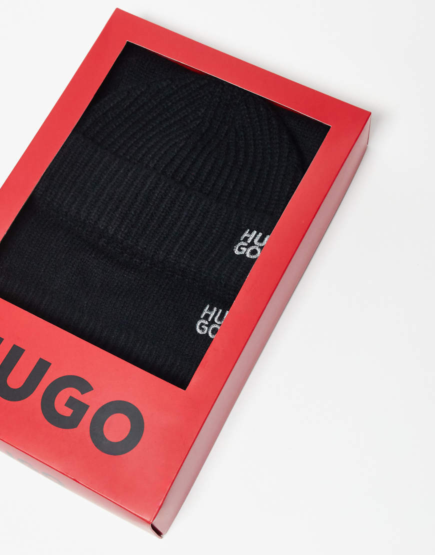 HUGO Red - Set aus Mütze und Schal in Schwarz von Hugo Red