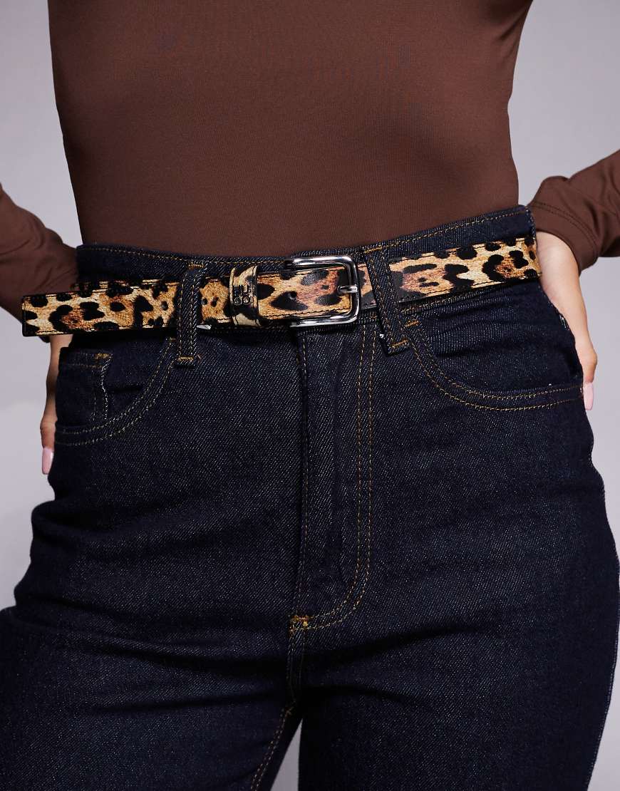 HUGO Red - Tina - Gürtel in Braun mit Leopardenmuster-Brown von Hugo Red