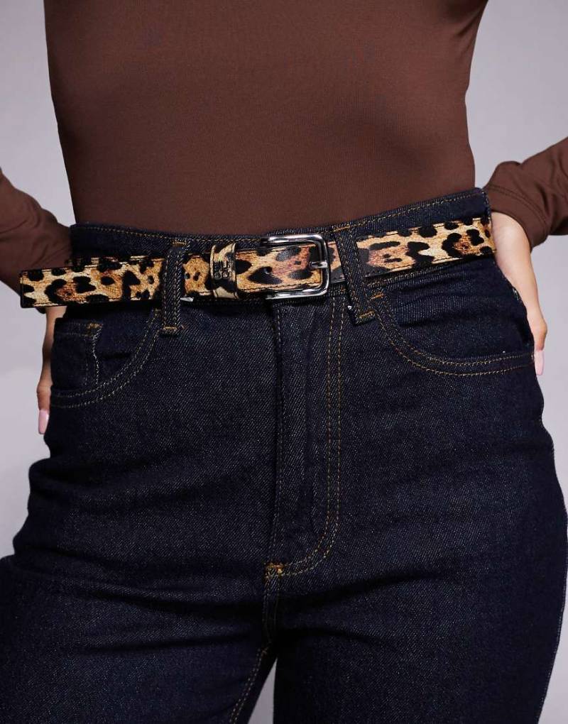 HUGO Red - Tina - Gürtel in Braun mit Leopardenmuster-Brown von Hugo Red