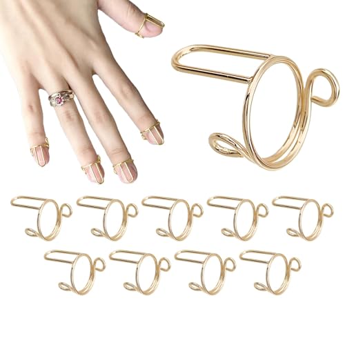 10st Nagel Ringe, Wudu Nagel Ring, Verstellbar Fingernagelringe Wiederverwendbar Abnehmbares Nail Rings, Ring Damen, Zum Tragen Von Maniküre-Nägeln von Hugsweet
