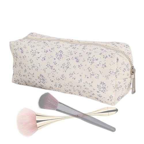 Frauen Florale Kosmetikbeutel - Blumen -Make -up -Pinselbeutel, K-leiner Make -up -Beutel Mit Reißverschluss Canvas Cosmetic Organizer Reisetaschen, Reisezubehör Für Frauen Girls Badezimmer Täglich von Hugsweet