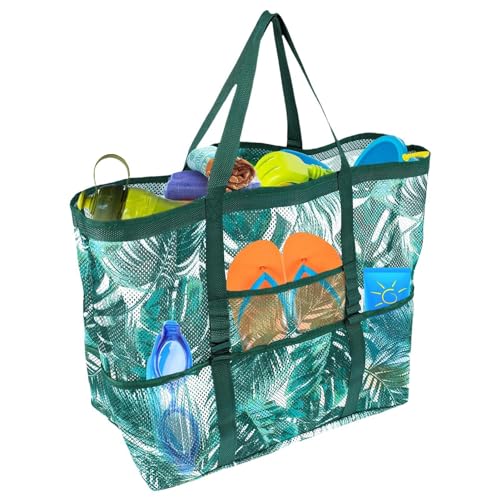 Hugsweet Tragbare Strandtasche, Reise-Strandtasche | Strandtasche mit Reißverschluss und großem Fassungsvermögen,Wiederverwendbare leichte Strandtasche, tragbare Aufbewahrungstasche mit mehreren von Hugsweet