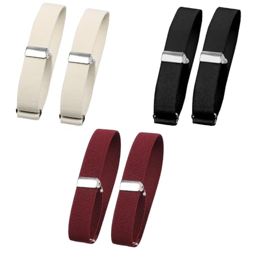 Hugwish 6 pcs Ärmelhalter für Damen und Herren, Hemd Ärmelhalter mit Schnalle, Khaki oder Braun, Unisex, für berufstätige Erwachsene von Hugwish