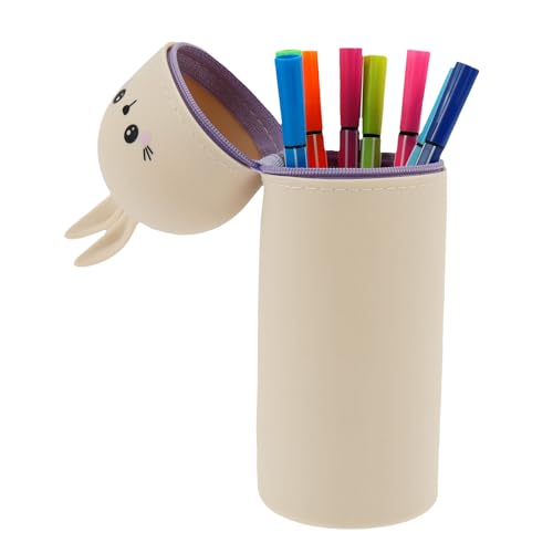 HuhWafee Silikon Federmäppchen 2-in-1 Weiche Silikontasche Federtasche mit Fächern Bleistifthülle Ausziehbarer Cartoon Bleistifthalter Ausreichender Platz Reißverschluss Stifthalter für Studenten von HuhWafee
