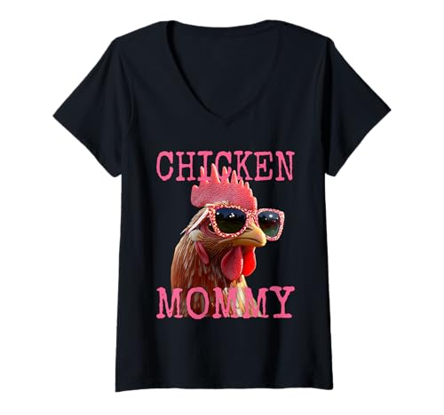 Damen Chicken Mommy Hühner Mom Bäuerin Geflügelzüchter Muttertag T-Shirt mit V-Ausschnitt Damen Chicken Mommy Hühner Mom Bäuerin Geflügelzüchter Muttertag T-Shirt mit V-Ausschnitt von Huhn & Hühner Mama Landwirtin Hühnerliebhaber