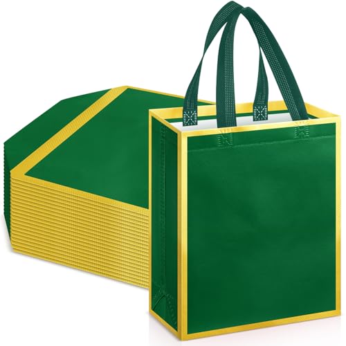 Huhumy Wiederverwendbare Geschenktüten mit Griffen, 25,4 x 20,3 x 10,2 cm, nicht gewebt, für Party, Hochzeit, Geburtstag, Urlaub, Party, Abschlussfeier, Brautjungfer, Geschenk, Dunkelgrün, Gold, 24 Huhumy Wiederverwendbare Geschenktüten mit Griffen, 25,4 x 20,3 x 10,2 cm, nicht gewebt, für Party, Hochzeit, Geburtstag, Urlaub, Party, Abschlussfeier, Brautjungfer, Geschenk, Dunkelgrün, Gold, 24 von Huhumy