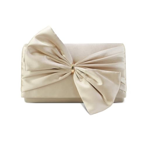 HuiYStar Abendtasche mit Satinschleife für Damen, Elegante Clutch mit Klappe und Kette für Formelle Anlässe/Hochzeiten/Ball/Partys von HuiYStar