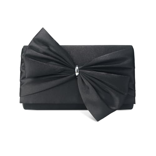 HuiYStar Abendtasche mit Satinschleife für Damen, Elegante Clutch mit Klappe und Kette für Formelle Anlässe/Hochzeiten/Ball/Partys von HuiYStar