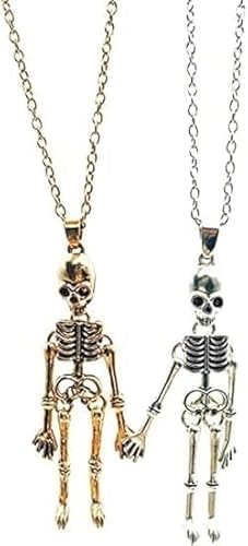 lidon Freundschafts-Magnet Skelett Totenkopf Halsketten BFF Schmuck Halloween Magnetische Halskette für beste Freunde Biest Schwester Paar von Huianpen