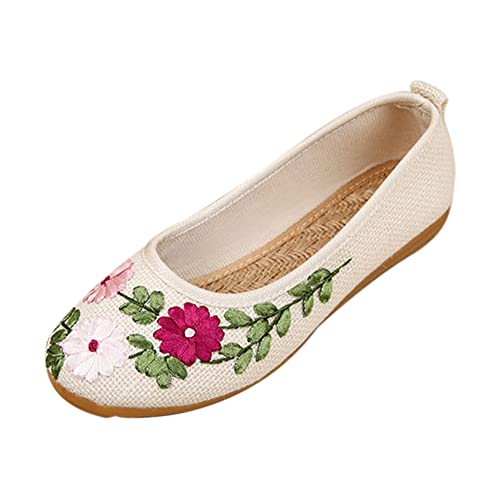 Huicai Damen Atmungsaktiv Gittergewebe Blume Hanfu-Schuhe Sandalen Flache Schuhe von Huicai