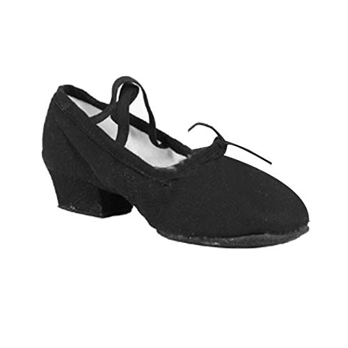 Huicai Damen Comfort Canvas rutschfeste Ledersohle Ballettschuhe mit niedrigem Absatz von Huicai