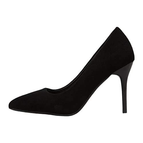 Huicai Damen High Heel Pumps Stiletto Flacher Mund Spitzschuh High Heel Kleid Pumps Stiletto Abend Party Hochzeitsschuhe schwarz von Huicai