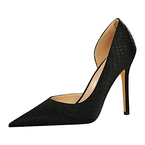 Huicai Damen Pumps zum Hineinschlüpfen mit Spitzen Zehen 10,5 cm Stiletto Brautkleid-Absatz für lässige High Heel-Pumps von Huicai