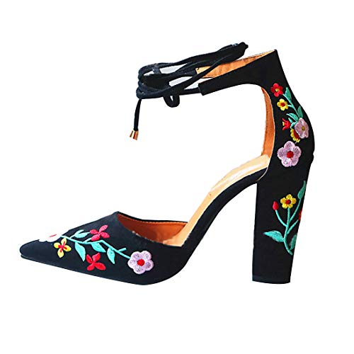 Huicai Damen Retro Pumps Brautkleid Schuhe Frau Stiletto Valentine High Heels Gestickte Sommer Frühling Herbst Schuhe von Huicai