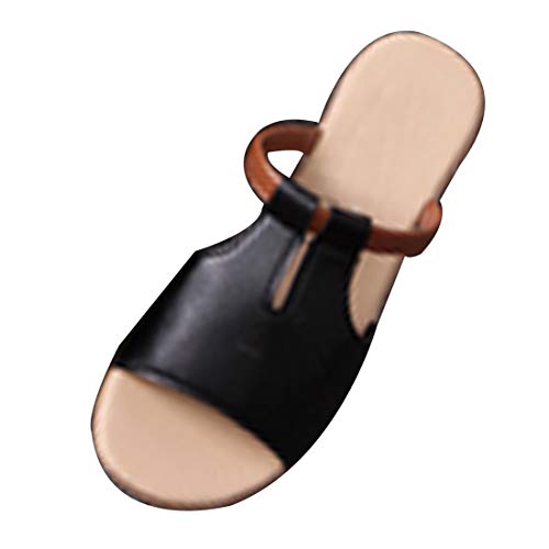 Huicai Weiblich Sommer Keilschuh Stichfarbe Fischmaul Sandalen Hausschuhe Damen offener Zeh Freizeit Strand von Huicai