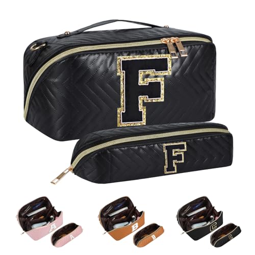 Huifen Personalisierte Reise-Make-up-Tasche A-Z, große Kosmetiktasche, Kulturbeutel, Make-Up-Organizer, wasserdicht, Make-up-Tasche, Ostern, Geburtstag, Initialengeschenke für Frauen, Mädchen, Mutter, von Huifen