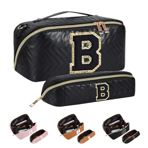 Huifen Personalisierte Reise-Make-up-Tasche A-Z, große Kosmetiktasche, Kulturbeutel, Make-Up-Organizer, wasserdicht, Make-up-Tasche, Ostern, Geburtstag, Initialengeschenke für Frauen, Mädchen, Mutter, von Huifen