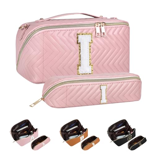 Huifen Personalisierte Reise-Make-up-Tasche A-Z, große Kosmetiktasche, Kulturbeutel, Make-Up-Organizer, wasserdicht, Make-up-Tasche, Ostern, Geburtstag, Initialengeschenke für Frauen, Mädchen, Mutter, von Huifen