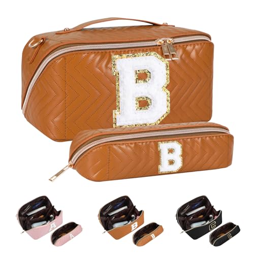 Huifen Personalisierte Reise-Make-up-Tasche A-Z, große Kosmetiktasche, Kulturbeutel, Make-Up-Organizer, wasserdicht, Make-up-Tasche, Ostern, Geburtstag, Initialengeschenke für Frauen, Mädchen, Mutter, von Huifen