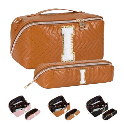 Huifen Personalisierte Reise-Make-up-Tasche A-Z, große Kosmetiktasche, Kulturbeutel, Make-Up-Organizer, wasserdicht, Make-up-Tasche, Ostern, Geburtstag, Initialengeschenke für Frauen, Mädchen, Mutter, von Huifen